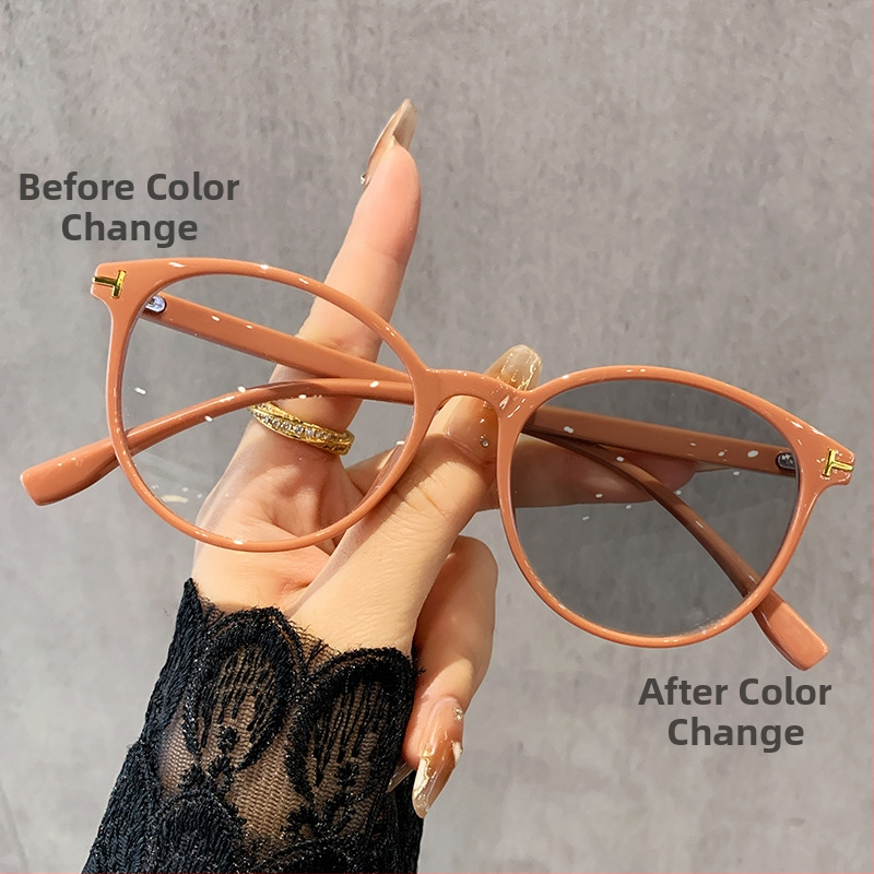 Čítacie okuliare s okrúhlym rámom, plný rám, PC šošovky, fotochromatické a proti modrému svetlu, kompatibilné s dioptrickými šošovkami