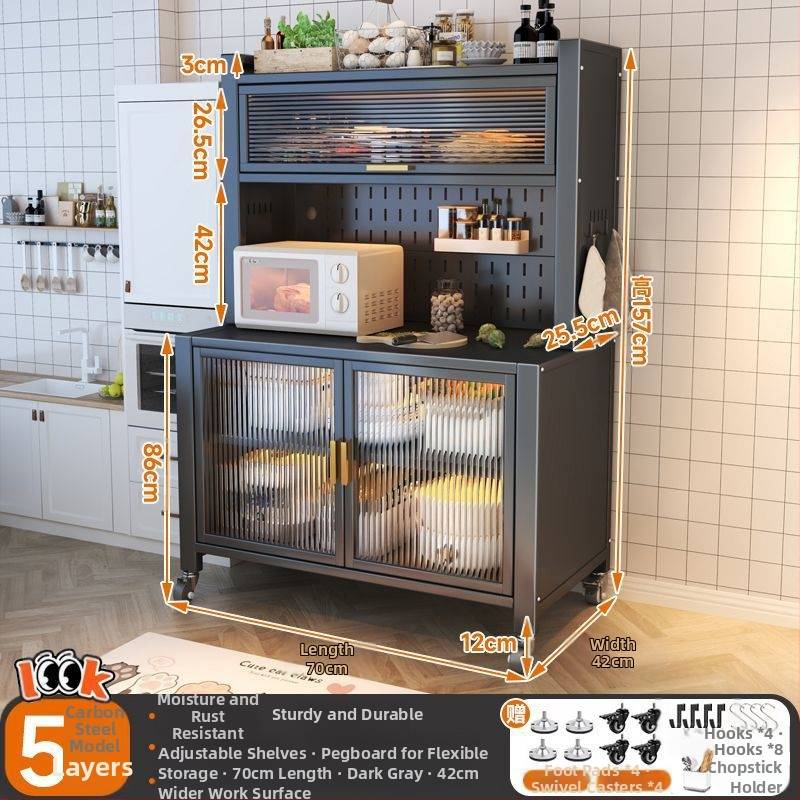 Bufet de dining extins, îmbunătățit, din oțel carbon, pe podea, cu rafturi multi-nivel, 1200, compatibil cu cuptorul cu microunde și farfuriile