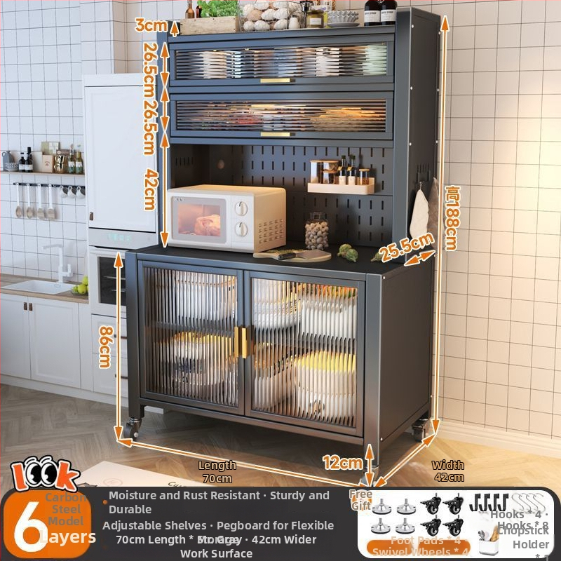 Bufet de dining extins, îmbunătățit, din oțel carbon, pe podea, cu rafturi multi-nivel, 1200, compatibil cu cuptorul cu microunde și farfuriile