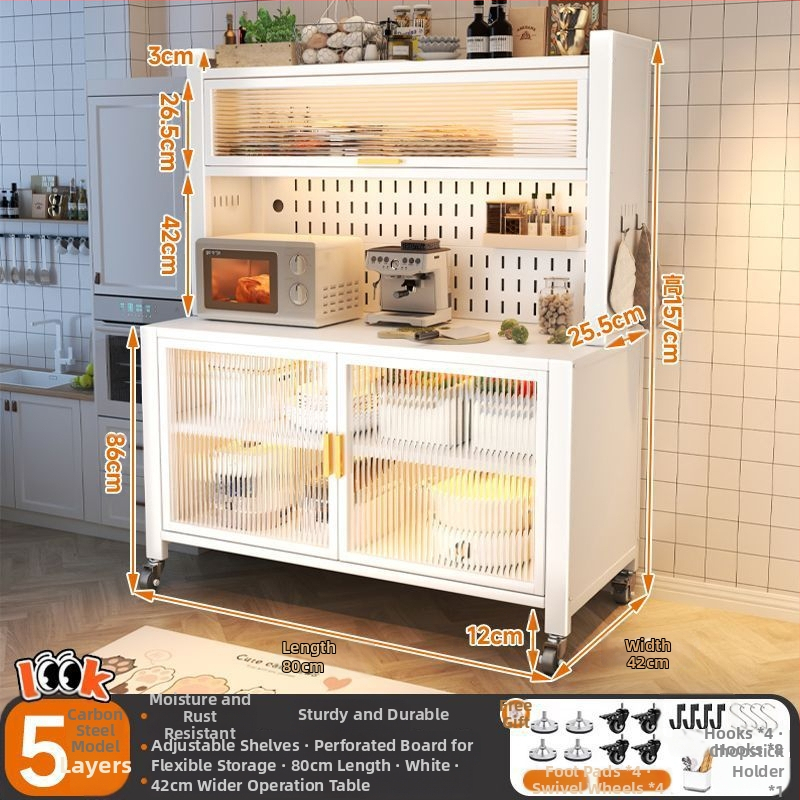 Bufet de dining extins, îmbunătățit, din oțel carbon, pe podea, cu rafturi multi-nivel, 1200, compatibil cu cuptorul cu microunde și farfuriile