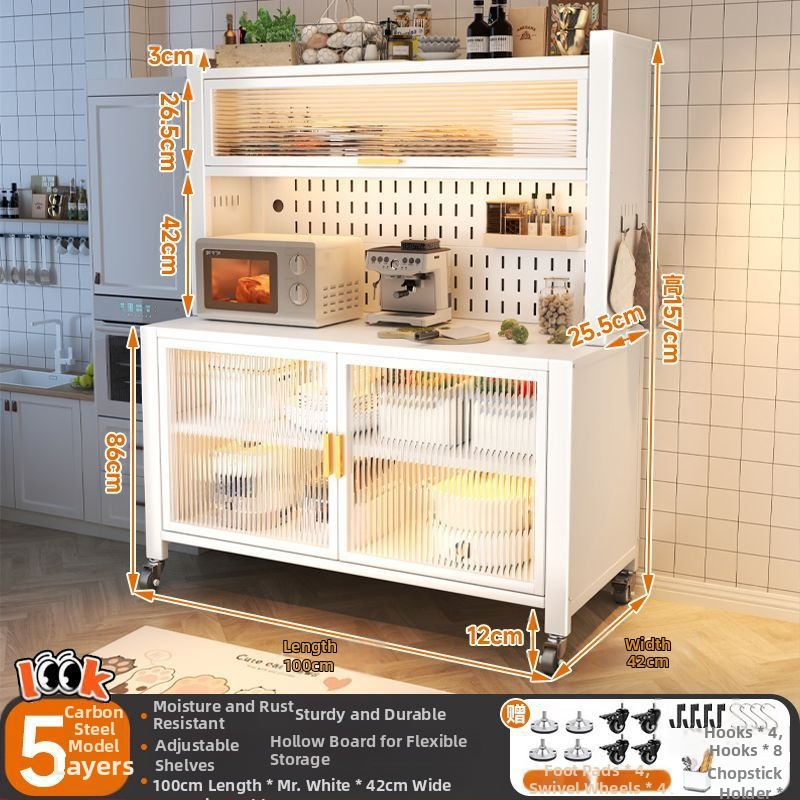 Bufet de dining extins, îmbunătățit, din oțel carbon, pe podea, cu rafturi multi-nivel, 1200, compatibil cu cuptorul cu microunde și farfuriile