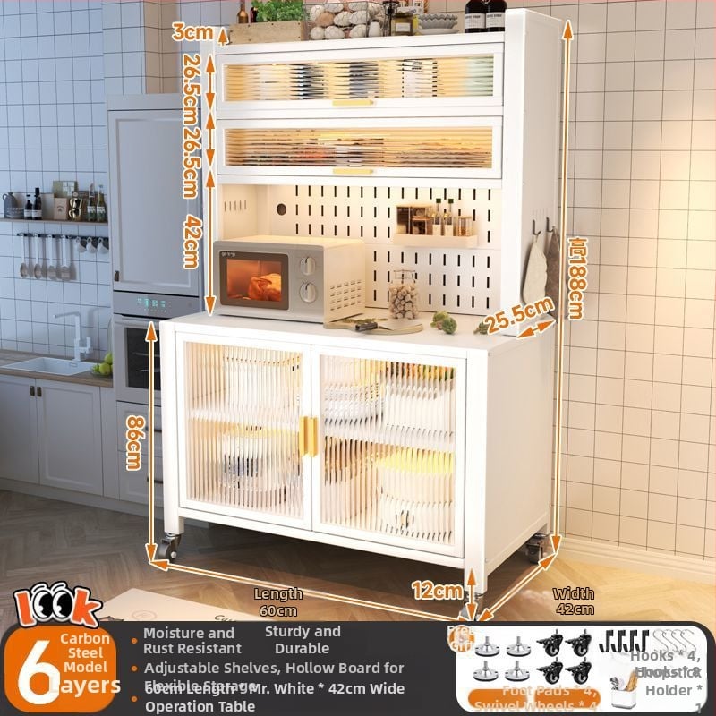 Bufet de dining extins, îmbunătățit, din oțel carbon, pe podea, cu rafturi multi-nivel, 1200, compatibil cu cuptorul cu microunde și farfuriile