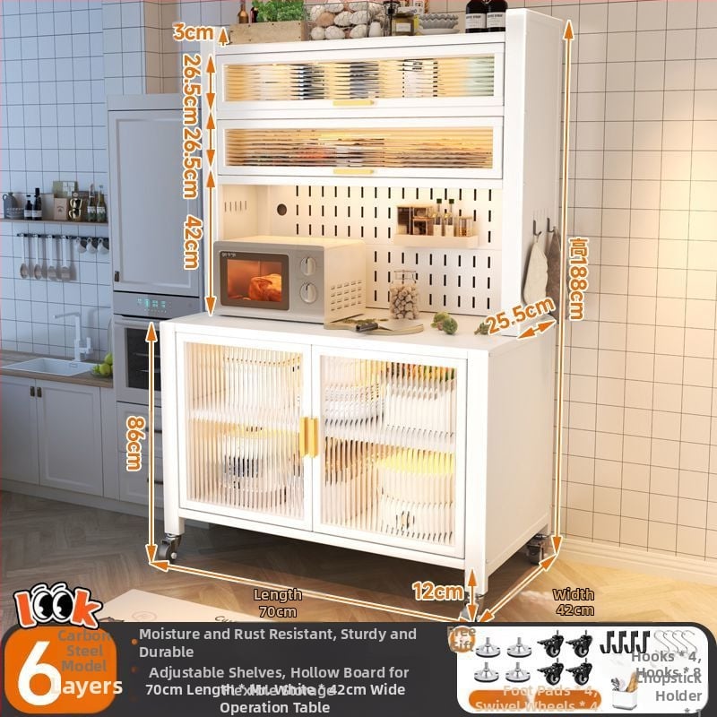 Bufet de dining extins, îmbunătățit, din oțel carbon, pe podea, cu rafturi multi-nivel, 1200, compatibil cu cuptorul cu microunde și farfuriile