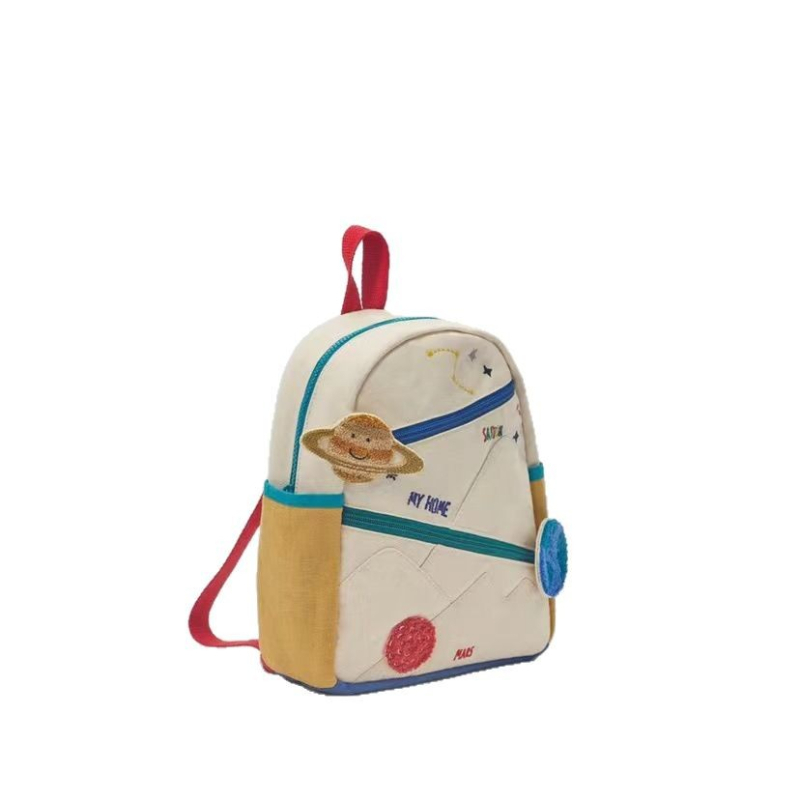 Patchwork platneni ruksak s izvezenom planetom, sladak ruksak za vrtić (Air-Cushion Strap, Kindergarten, Spring 2025)