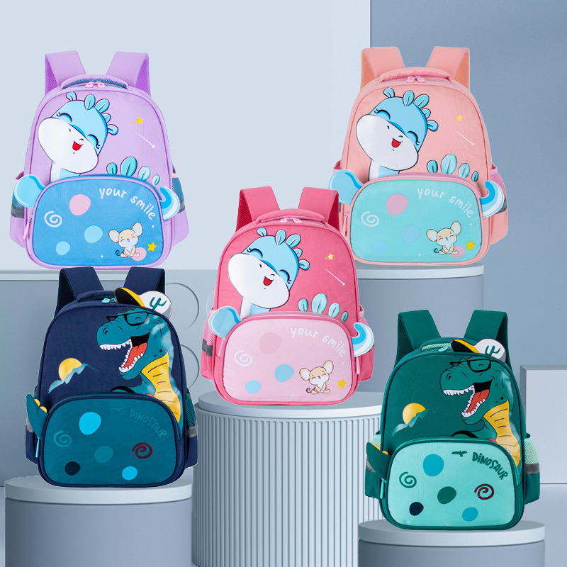 Školska torba s anime crtani motif dinosaura — prozračna, vodootporna, otporna na habanje, Oxford tkanina, naramenice s zračnim jastucima, podstava od poliestera