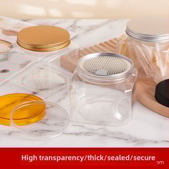 Recipient plastic pentru depozitare cu capac, PET, model 85×98, pentru nuci (fistic, caju)