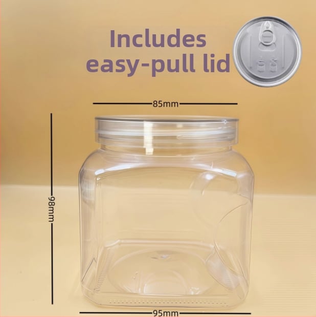 Recipient plastic pentru depozitare cu capac, PET, model 85×98, pentru nuci (fistic, caju)