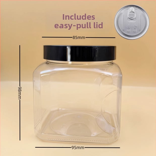 Recipient plastic pentru depozitare cu capac, PET, model 85×98, pentru nuci (fistic, caju)