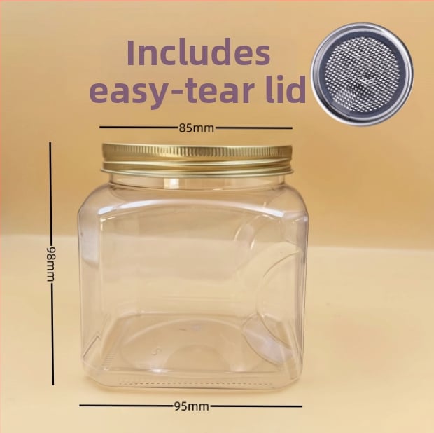 Recipient plastic pentru depozitare cu capac, PET, model 85×98, pentru nuci (fistic, caju)