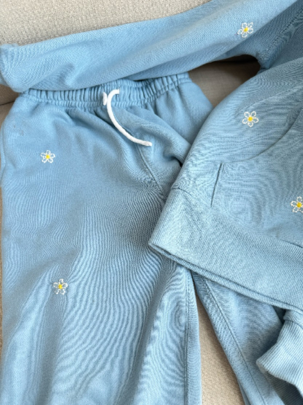 Poetry 100% pamut két részes kapucnis pulóver és nadrág szett gyerekeknek, hosszú ujjú, tavasz 2025