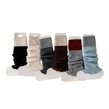 Misscucudog Dječje pletene leg warmers, debeli vuneni, jacquard, color-block uz dvije boje, srednji dio cijevi, za sve sezone