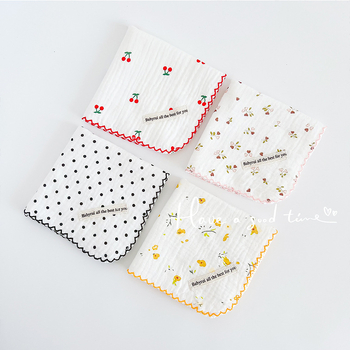 Квадратно кърпиче за бебета и деца | чист памук >95%, бамбукови влакна, попивен, модели: каре, едноцветно, карикатура, точки, безопасност клас А