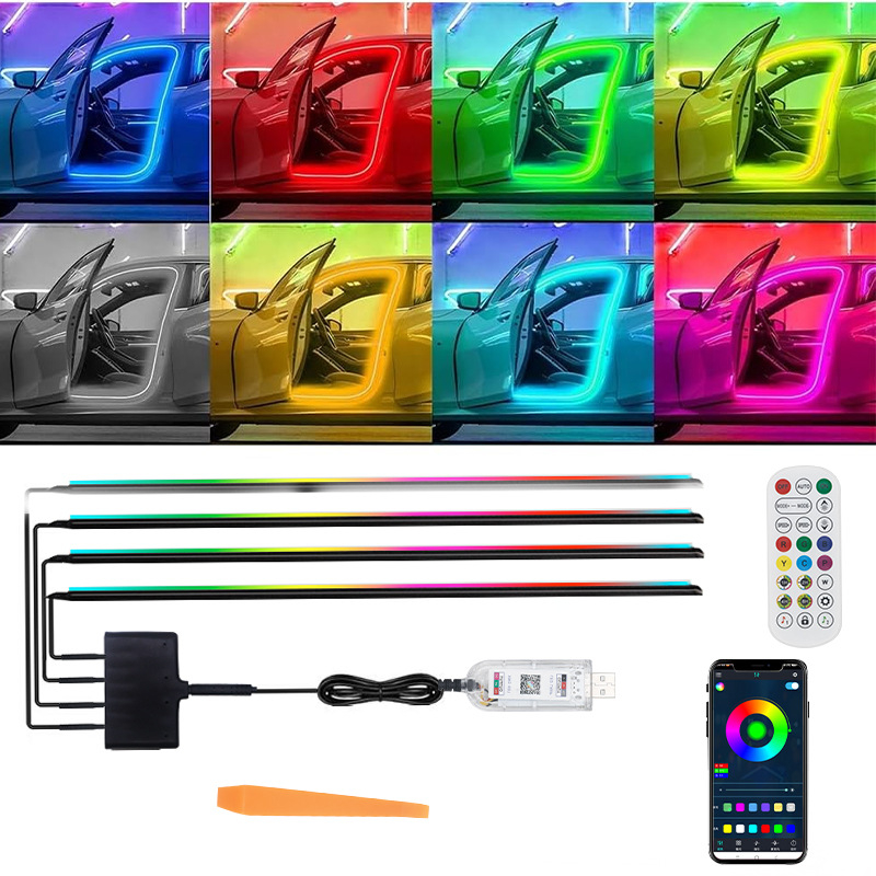 LED ambijentalno svjetlo za okvir vrata automobila, bežično, 5V, 8W, 0,2A, univerzalno kompatibilno