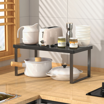 Fából készült konyhai mikrohullámú sütő polc — multifunkcionális, többszintes, a munkalapra helyezhető