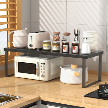 Fából készült konyhai mikrohullámú sütő polc — multifunkcionális, többszintes, a munkalapra helyezhető