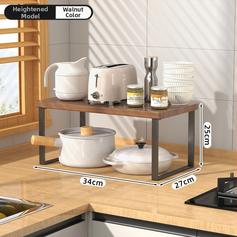 Fából készült konyhai mikrohullámú sütő polc — multifunkcionális, többszintes, a munkalapra helyezhető