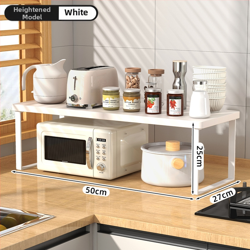 Fából készült konyhai mikrohullámú sütő polc — multifunkcionális, többszintes, a munkalapra helyezhető