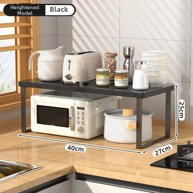 Fából készült konyhai mikrohullámú sütő polc — multifunkcionális, többszintes, a munkalapra helyezhető