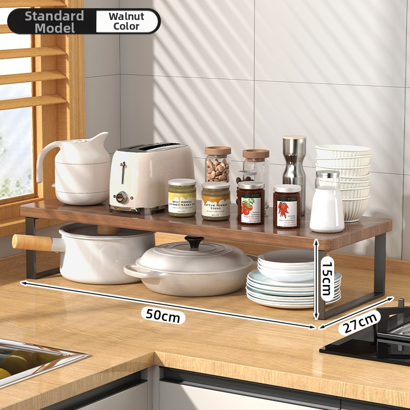 Fából készült konyhai mikrohullámú sütő polc — multifunkcionális, többszintes, a munkalapra helyezhető