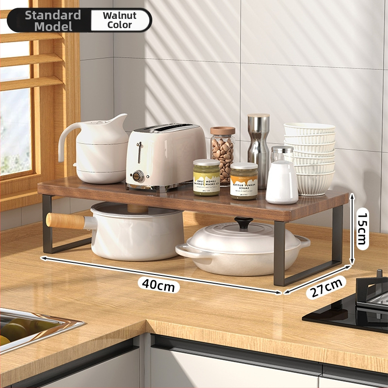 Fából készült konyhai mikrohullámú sütő polc — multifunkcionális, többszintes, a munkalapra helyezhető