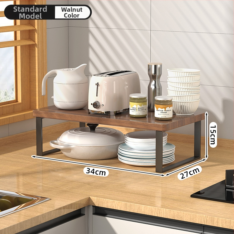 Fából készült konyhai mikrohullámú sütő polc — multifunkcionális, többszintes, a munkalapra helyezhető