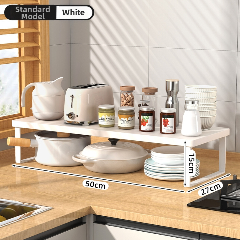 Fából készült konyhai mikrohullámú sütő polc — multifunkcionális, többszintes, a munkalapra helyezhető