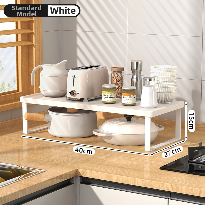 Fából készült konyhai mikrohullámú sütő polc — multifunkcionális, többszintes, a munkalapra helyezhető