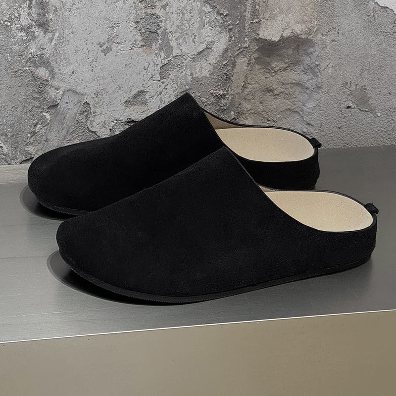 Мъжки чехли от набук – Casual Slip-On, Горна част набук, Гумена подметка, Затворен пръст и открит заден край