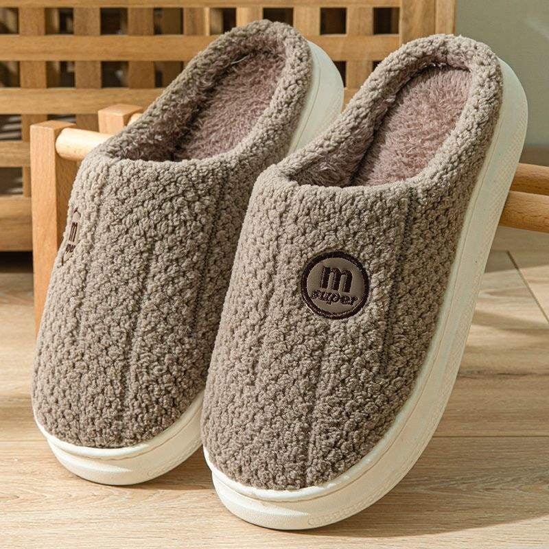 Мъжки зимни памучни пантофи, минималистичен стил, вътрешни обувки с дебела подметка TPR, памучна горна част, вискозна подметка