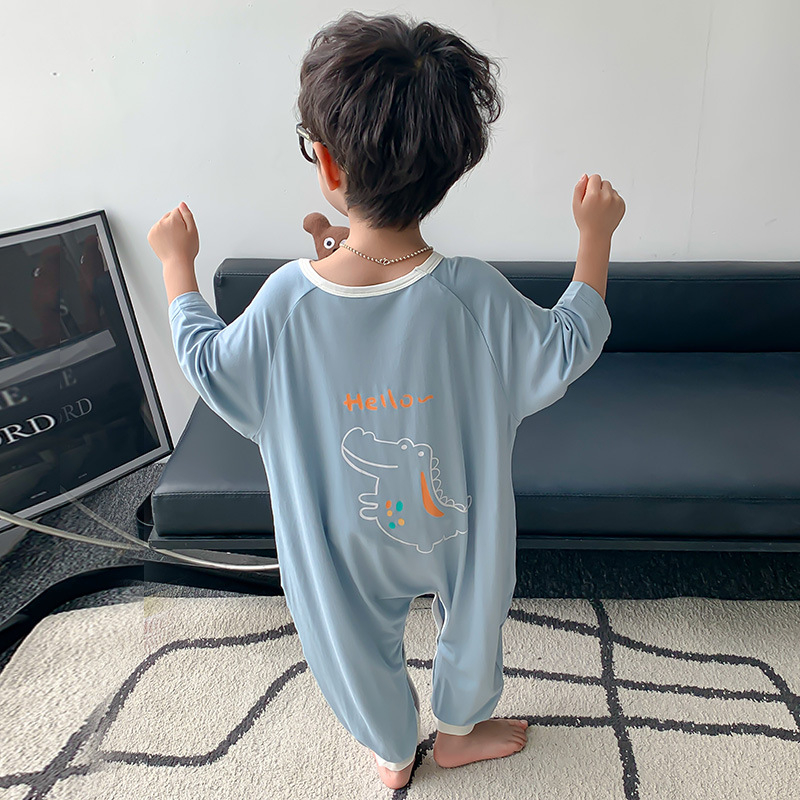 Chlapečka jednodjelna pidžama od modala, korejskog stila, tanak, crtani motiv, odvodi vlagu