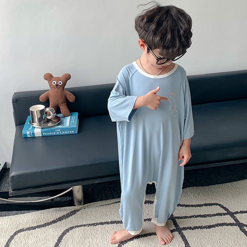 Chlapečka jednodjelna pidžama od modala, korejskog stila, tanak, crtani motiv, odvodi vlagu