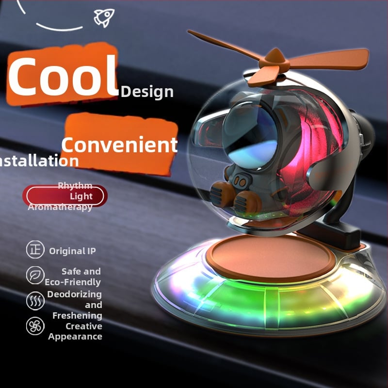 Автомобилен арома дифузер с амбиентна светлина и звук-управление | пластмасов корпус | обем 5–10 mL | аромат океански | изпаряване 1–15 дни | срок на годност 3 години