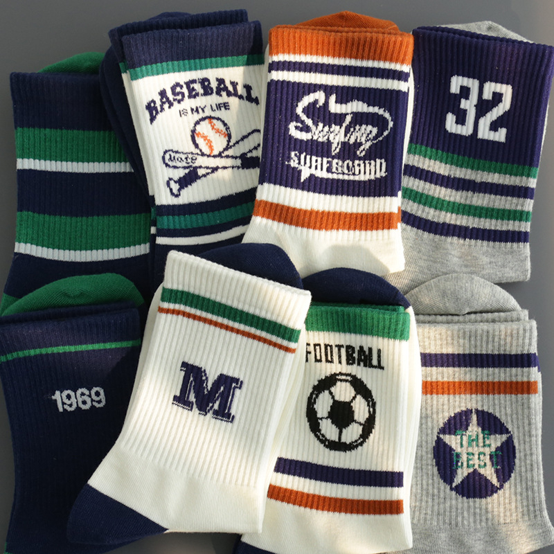 Dječje čarape za dječake, srednje dužine do potkoljenice, jacquard pletene, pamučne