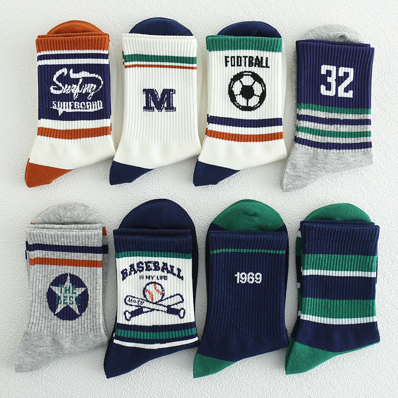 Dječje čarape za dječake, srednje dužine do potkoljenice, jacquard pletene, pamučne