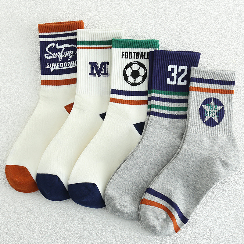 Dječje čarape za dječake, srednje dužine do potkoljenice, jacquard pletene, pamučne