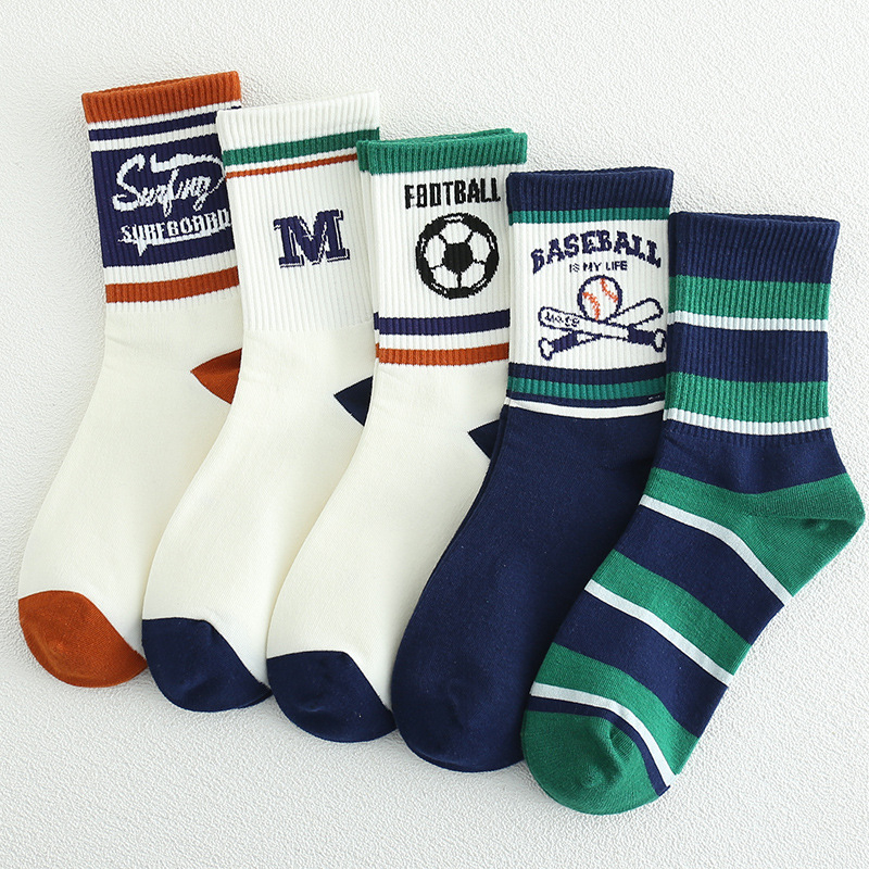 Dječje čarape za dječake, srednje dužine do potkoljenice, jacquard pletene, pamučne