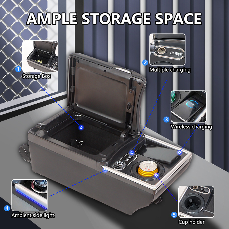 Zadnja kutija za naslon za ruke – univerzalni model, drveni materijal, podrška za instalaciju, kompatibilnost s cijelim serijama automobila, Težina: 5