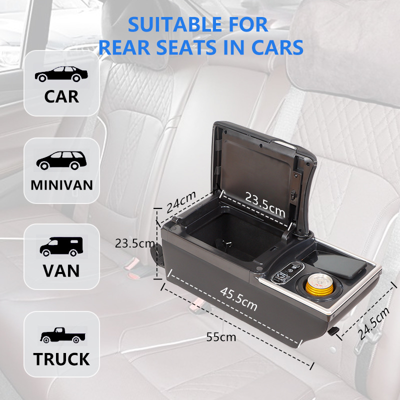 Zadnja kutija za naslon za ruke – univerzalni model, drveni materijal, podrška za instalaciju, kompatibilnost s cijelim serijama automobila, Težina: 5