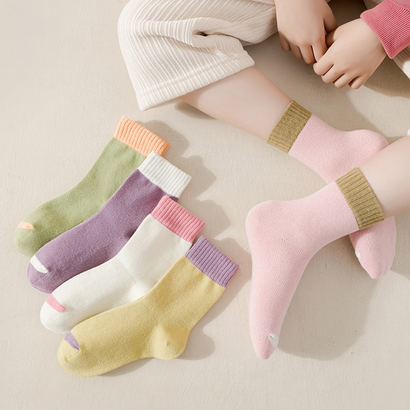 Dječje sportske čarape za djevojčice, jacquard pletenina, 78% pamuk, srednje dužine do lista, prozračne, upijaju vlagu, paket od 5 para