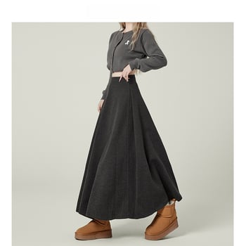 Forever21 magas derekú A-vonalú gyapjú szoknya, középméretű, drapírozott textúrával