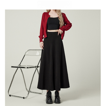 Forever21 magas derekú A-vonalú gyapjú szoknya, középméretű, drapírozott textúrával