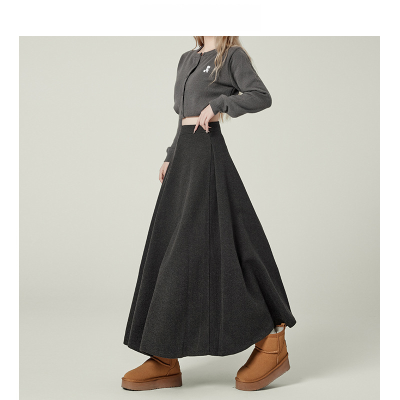 Forever21 magas derekú A-vonalú gyapjú szoknya, középméretű, drapírozott textúrával