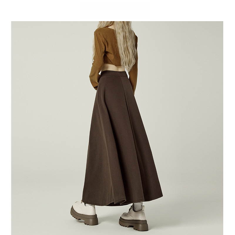 Forever21 magas derekú A-vonalú gyapjú szoknya, középméretű, drapírozott textúrával