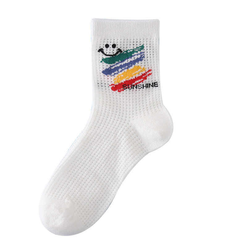 Gyerek zokni, ultra vékony, csíkos minta, középső cső, pamut 50–70%, tavasz–nyár, uniszex