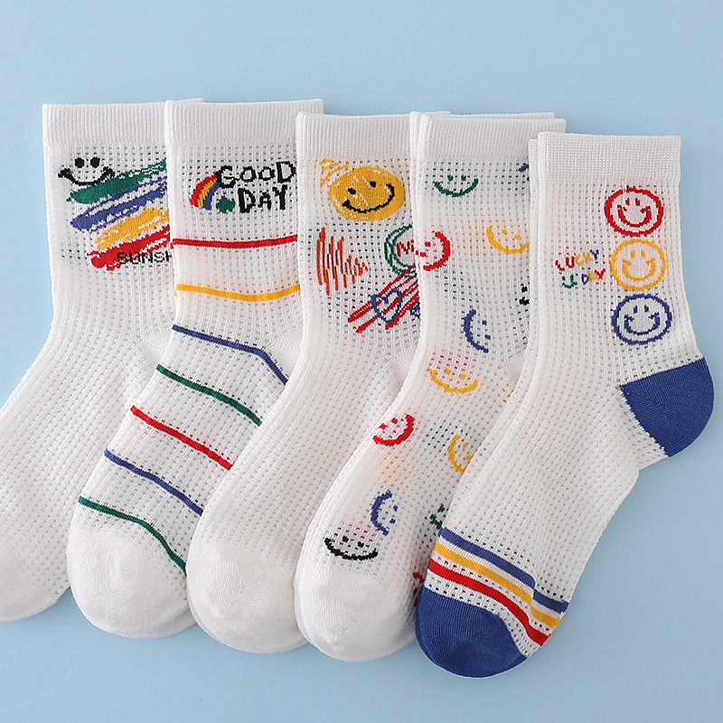 Gyerek zokni, ultra vékony, csíkos minta, középső cső, pamut 50–70%, tavasz–nyár, uniszex