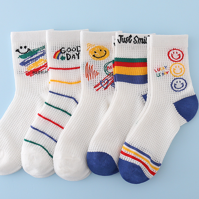 Gyerek zokni, ultra vékony, csíkos minta, középső cső, pamut 50–70%, tavasz–nyár, uniszex