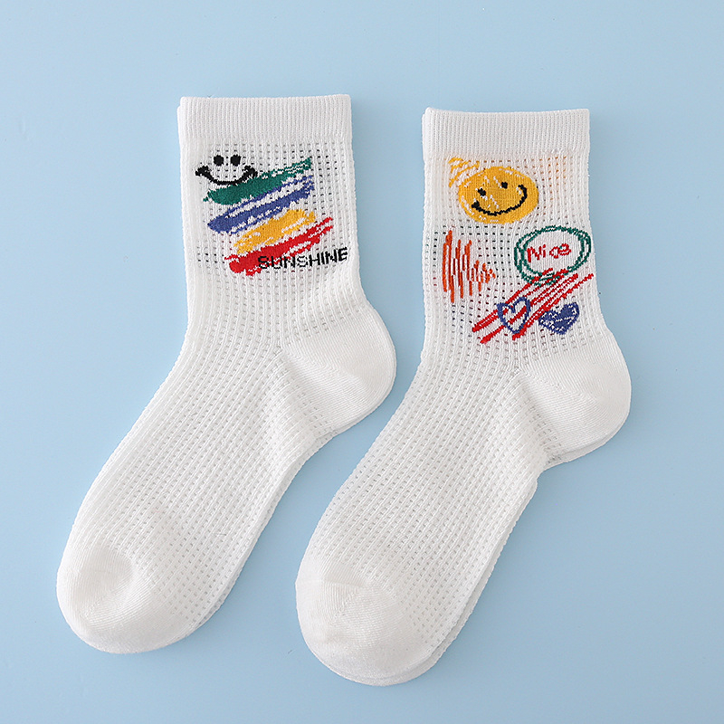 Gyerek zokni, ultra vékony, csíkos minta, középső cső, pamut 50–70%, tavasz–nyár, uniszex