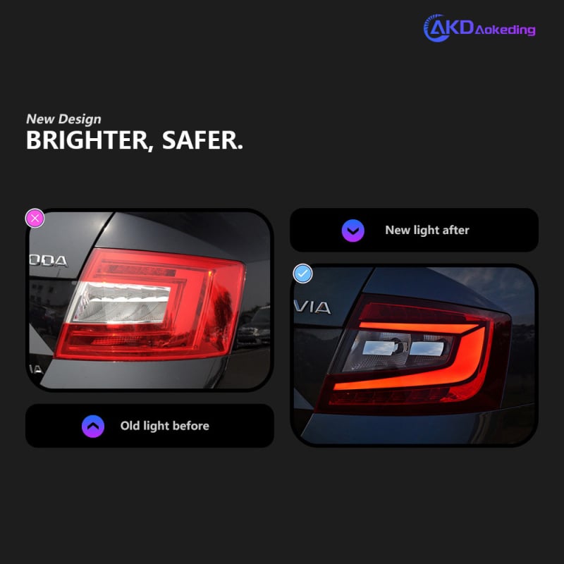 Skoda Octavia hátsó lámpa készlet — LED fényforrás, Aokeding márka, kompatibilis Skoda Octavia