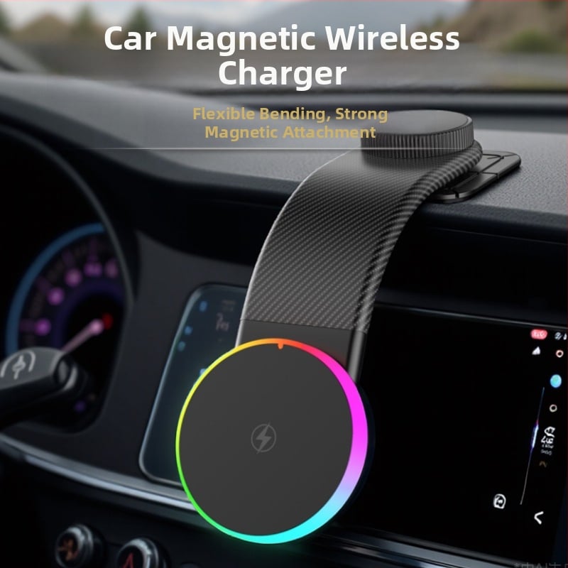 MagSafe автомобилно безжично зарядно 15W с метална регулируема стойка за монтаж