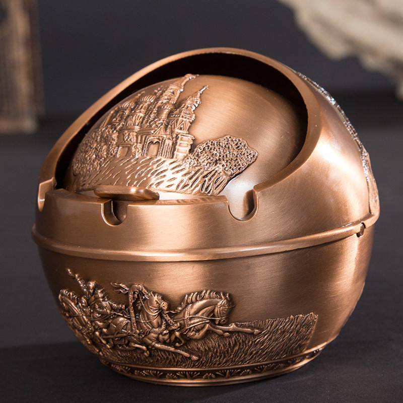 Τασάκι αυτοκινήτου - Μέταλλο, σφαιρικό σχήμα, Χαραγμένο, για οικιακή διακόσμηση και αξεσουάρ αυτοκινήτου